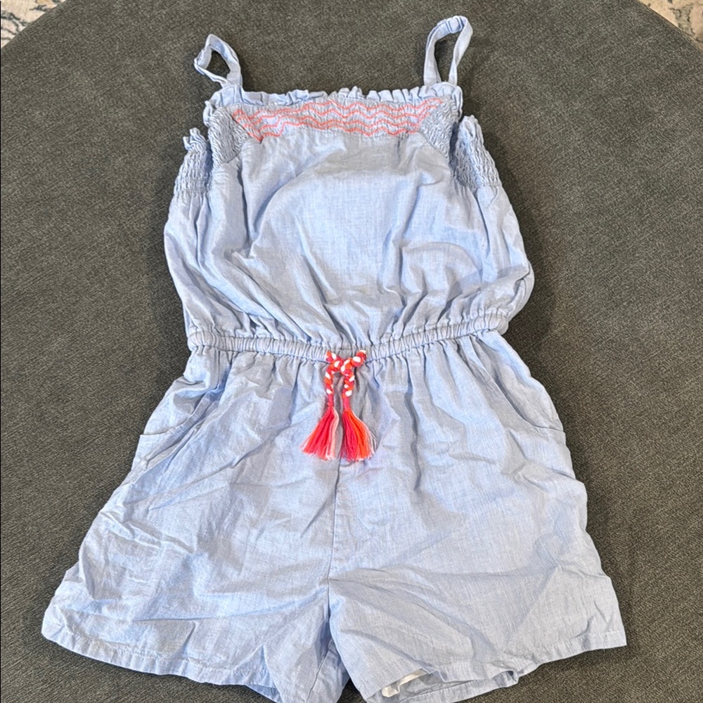 Boden Light Blue Romper with Pink Accents
